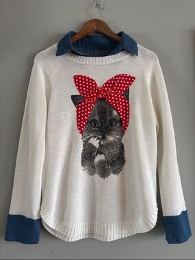 Cream Knit Sweater size L